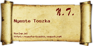 Nyeste Toszka névjegykártya